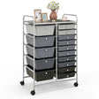 15-Drawer Utility Rolling Organizer Cart Multi-Use Storage-Black & Gray