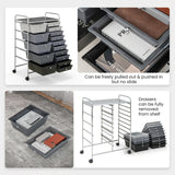 15-Drawer Utility Rolling Organizer Cart Multi-Use Storage-Black & Gray