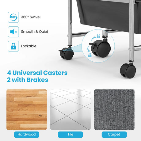 15-Drawer Utility Rolling Organizer Cart Multi-Use Storage-Black & Gray
