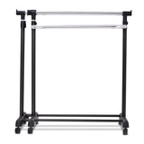 Single/Double Rail Mobile Garment Rack with Wheels and Bottom Shelf