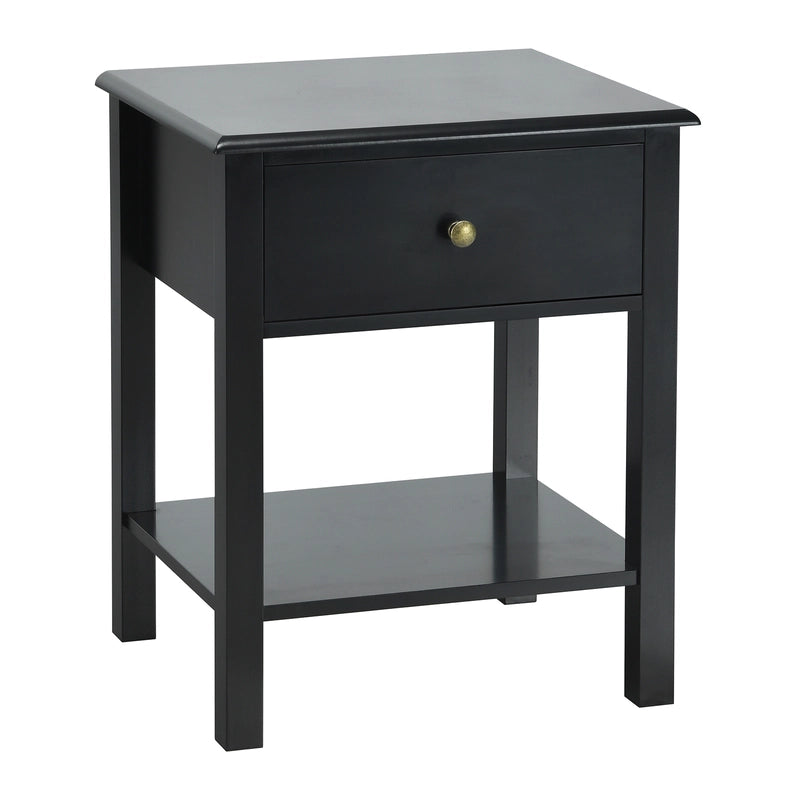 Modern Nightstand with Drawer and Shelf for Bedroom-Black
