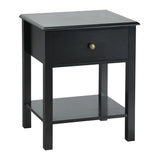 Modern Nightstand with Drawer and Shelf for Bedroom-Black