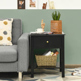 Modern Nightstand with Drawer and Shelf for Bedroom-Black