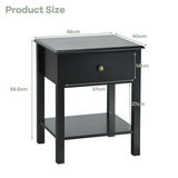 Modern Nightstand with Drawer and Shelf for Bedroom-Black