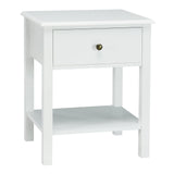 Modern Nightstand with Drawer and Shelf for Bedroom-White