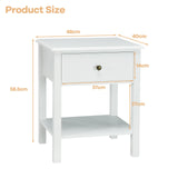 Modern Nightstand with Drawer and Shelf for Bedroom-White