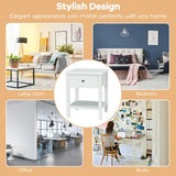 Modern Nightstand with Drawer and Shelf for Bedroom-White
