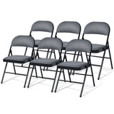 Set of 6 Folding Fabric Padded Chairs&nbsp;with Sponge Seat&nbsp;and Backrest-Grey