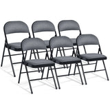 Set of 6 Folding Fabric Padded Chairs&nbsp;with Sponge Seat&nbsp;and Backrest-Grey