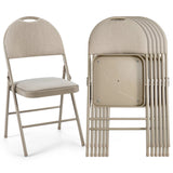 6 Pack Folding Chairs Portable Padded Office Kitchen Dining Chairs-Beige