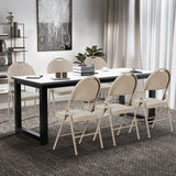 6 Pack Folding Chairs Portable Padded Office Kitchen Dining Chairs-Beige