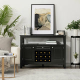 Modern Dining Buffet Cabinet with Wine Rack &amp; 2 Cabinets &amp; Drawer-Black