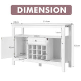 Modern Dining Buffet Cabinet with Wine Rack &amp; 2 Cabinets &amp; Drawer-White