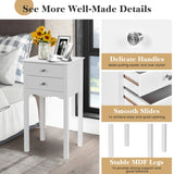 Side Table End Accent Table w/ 2 Drawers-White