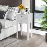 Side Table End Accent Table w/ 2 Drawers-White