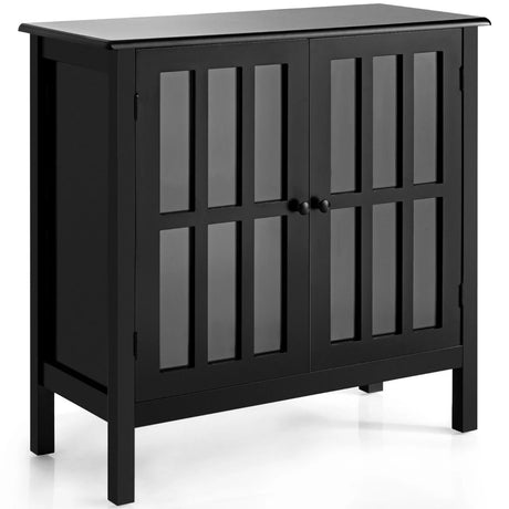 Modern Storage Cabinet with 2 Glass Doors for Living Room