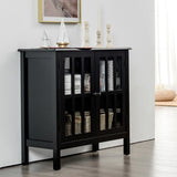 Modern Storage Cabinet with 2 Glass Doors for Living Room