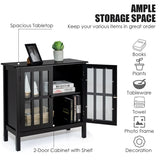 Modern Storage Cabinet with 2 Glass Doors for Living Room