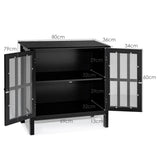Modern Storage Cabinet with 2 Glass Doors for Living Room