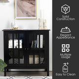 Modern Storage Cabinet with 2 Glass Doors for Living Room