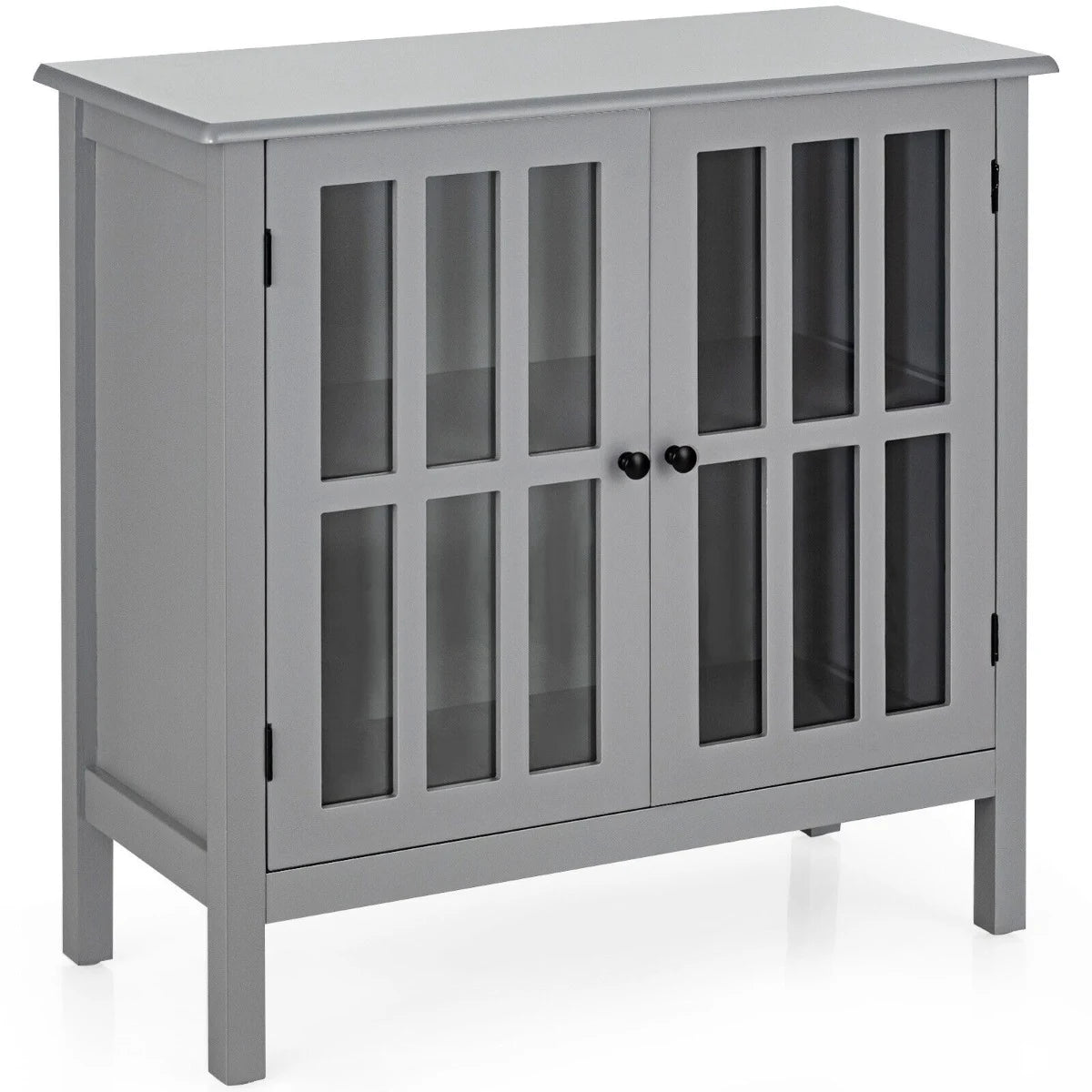 Modern Storage Cabinet with 2 Glass Doors for Living Room