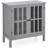 Modern Storage Cabinet with 2 Glass Doors for Living Room