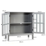 Modern Storage Cabinet with 2 Glass Doors for Living Room
