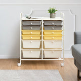 12 Drawers Rolling Cart Storage Scrapbook Paper Organizer Bins-Yellow