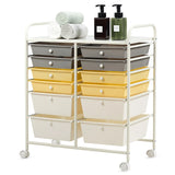 12 Drawers Rolling Cart Storage Scrapbook Paper Organizer Bins-Yellow