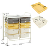 12 Drawers Rolling Cart Storage Scrapbook Paper Organizer Bins-Yellow