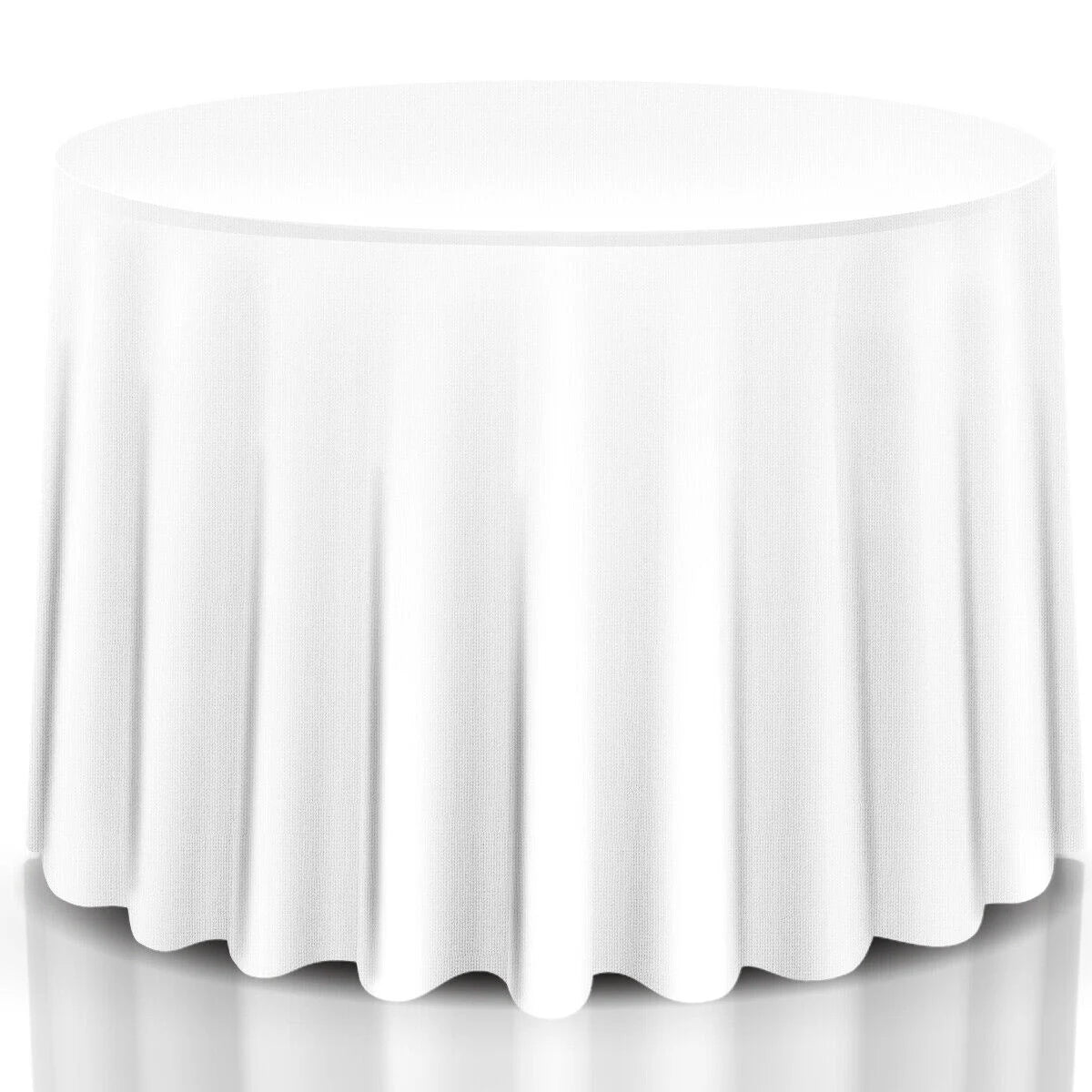 10 Pieces Round White Tablecloth with Durable Fabric Material for Party