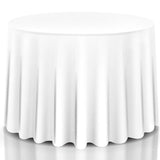 10 Pieces Round White Tablecloth with Durable Fabric Material for Party