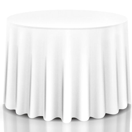 10 Pieces Round White Tablecloth with Durable Fabric Material for Party