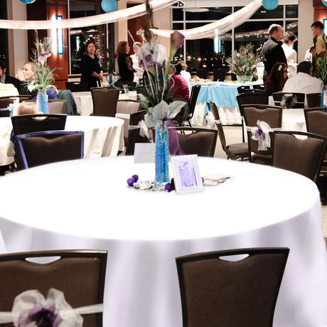 10 Pieces Round White Tablecloth with Durable Fabric Material for Party