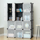 12-Cube Modular Storage Cabinet with Doors for Bedroom & Living Room