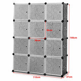 12-Cube Modular Storage Cabinet with Doors for Bedroom & Living Room