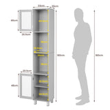 71 Inch Tall Tower Bathroom Storage Cabinet and Organizer Display Shelves for Bedroom-Gray