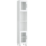 Tall Bathroom Storage Cabinet with 2 Open Shelves &amp; 1 Adjustable Shelf-White