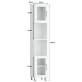 Tall Bathroom Storage Cabinet with 2 Open Shelves &amp; 1 Adjustable Shelf-White