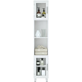 Tall Bathroom Storage Cabinet with 2 Open Shelves &amp; 1 Adjustable Shelf-White