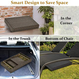 Mix Brown Patio Folding Rattan Side Coffee Table with Steel Frame