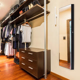 Wall And Door Mounted Mirrored Jewelry Cabinet With Lights-Black