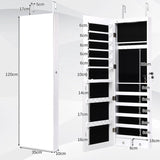 Wall And Door Mounted Mirrored Jewelry Cabinet With Lights-White