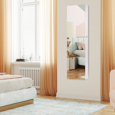 Wall And Door Mounted Mirrored Jewelry Cabinet With Lights-White