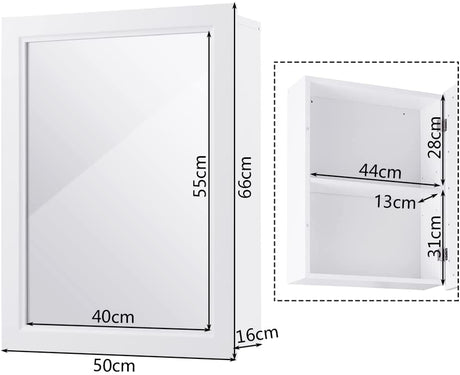 Mirror Cabinet with Wall Mounted for Bathroom/Kitchen-White