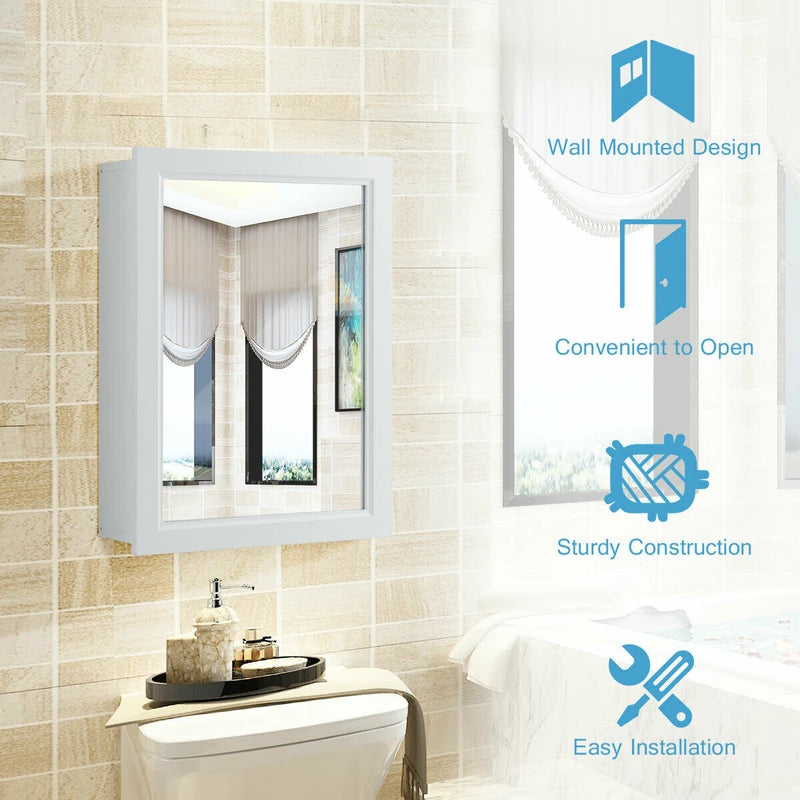 Mirror Cabinet with Wall Mounted for Bathroom/Kitchen-White