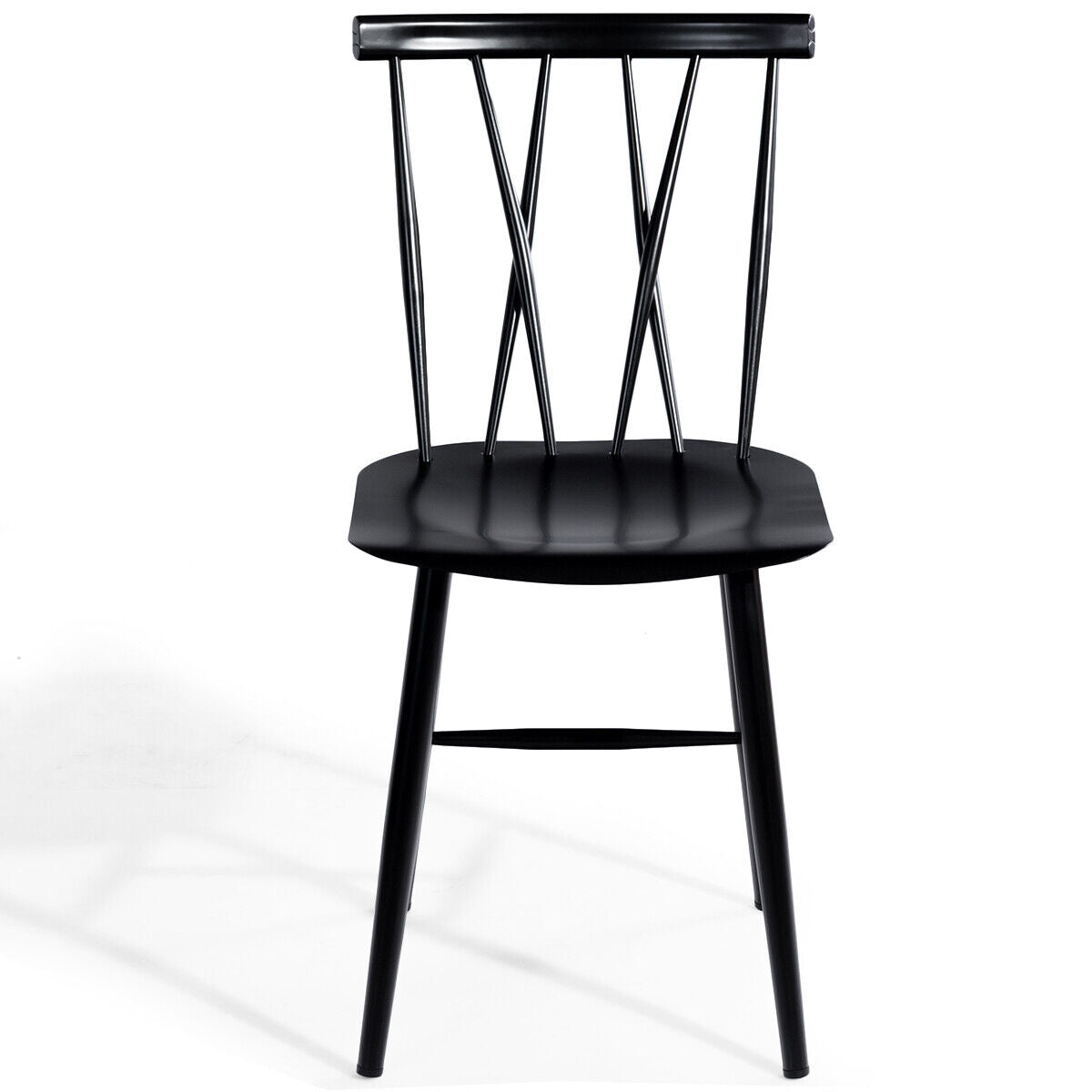 Set of 2 Steel Dining Chairs with Curved Backrest for Restaurant/Cafe