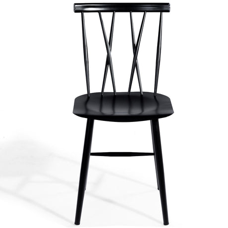 Set of 2 Steel Dining Chairs with Curved Backrest for Restaurant/Cafe