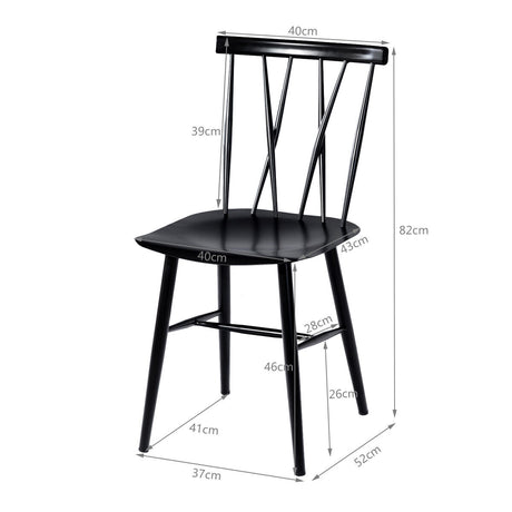 Set of 2 Steel Dining Chairs with Curved Backrest for Restaurant/Cafe