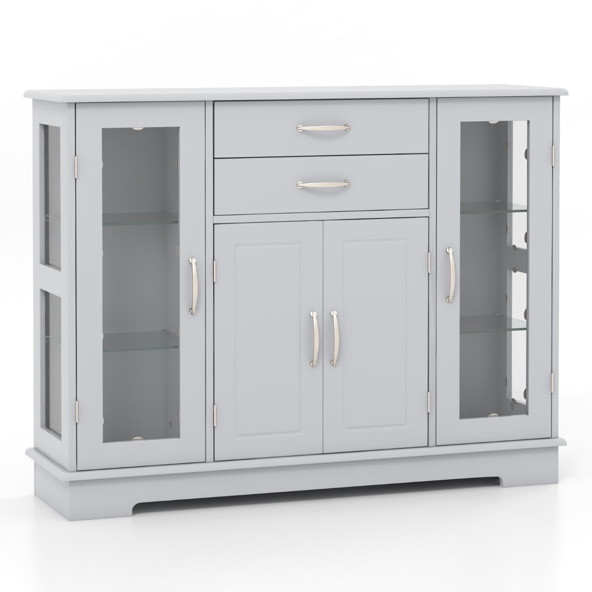 Buffet Sideboard with 2 Drawers &amp; 3 Cabinets for Kitchen &amp; Living Room-Grey